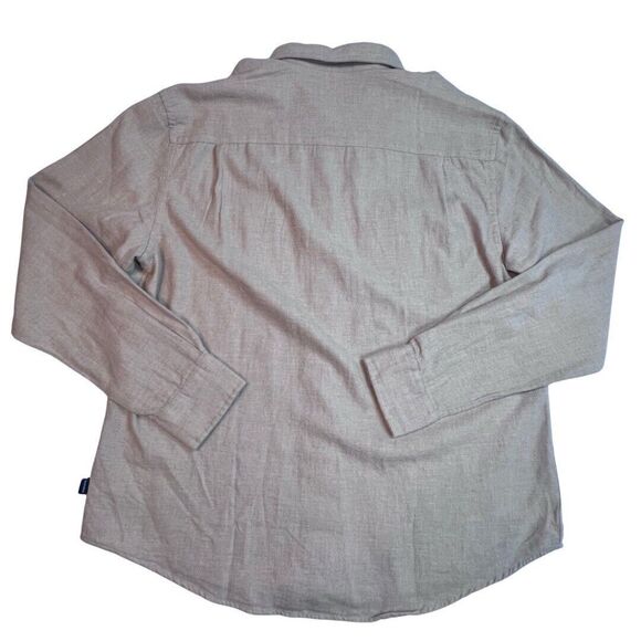 Crown & Ivy Shirt Mens Medium Beige Cozy Cotton Flannel Preppy Button Up Top - Picture 2 of 9